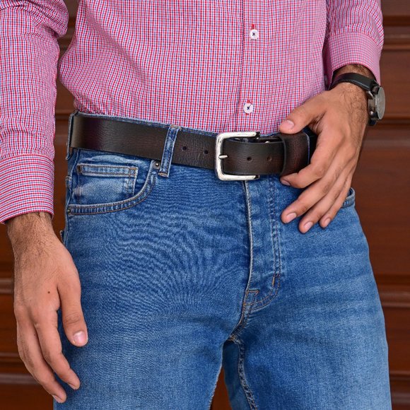 Handcrafted Coffee Roasted Vintage Men's Leather Belt - Free Personalization - Picture 11 of 15